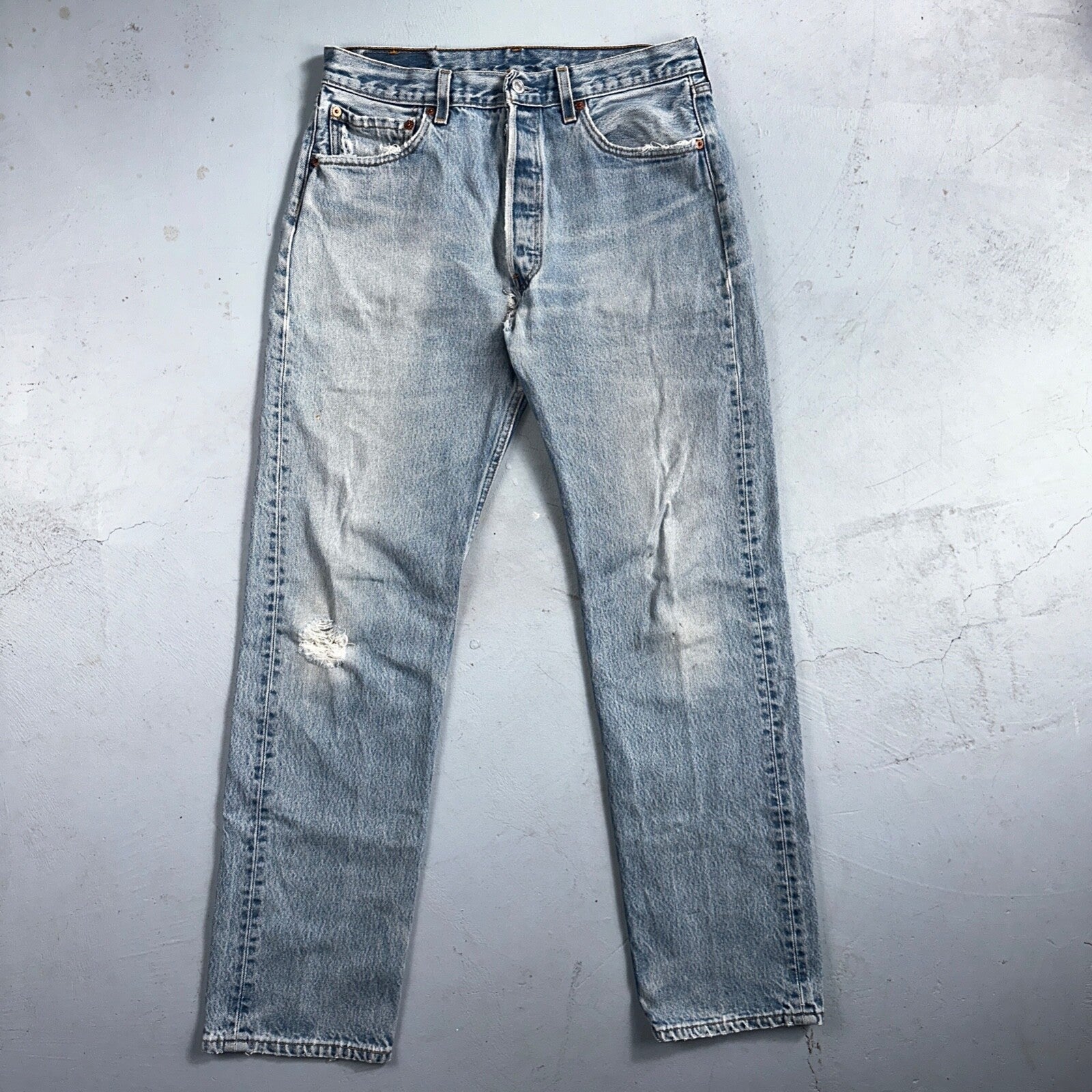 Levis 501 Vintage 90s USA XX Straight Leg Jeans 34x36 Light Wash Act 30x31