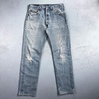 Levis 501 Vintage 90s USA XX Straight Leg Jeans 34x36 Light Wash Act 30x31