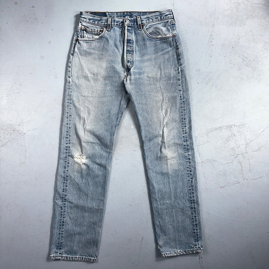 Levis 501 Vintage 90s USA XX Straight Leg Jeans 34x36 Light Wash Act 30x31