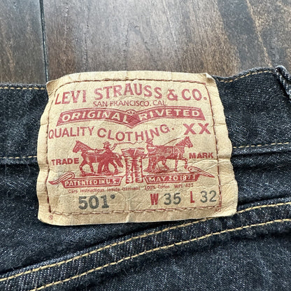 Levis 501 Vintage Y2K Straight Leg XX 2000s Jeans 32x29 Black Wash 35x32