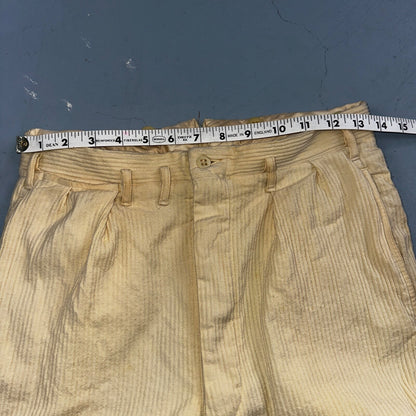 1930s 1940s Pants Mens 27 Yellow Corduroy Chino Straight Pockets Palm Beach Suit