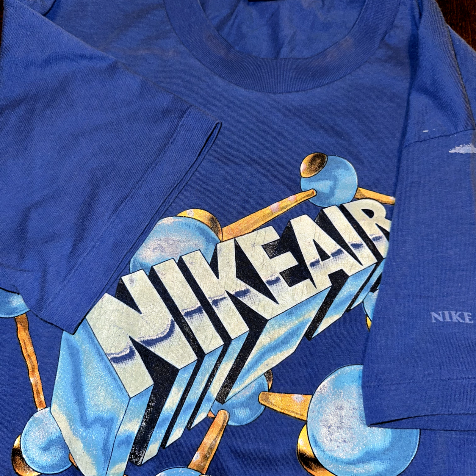 Nike Air Vintage T Shirt 80s USA Rare Air Max Atoms Bubbles Science Blue Tag