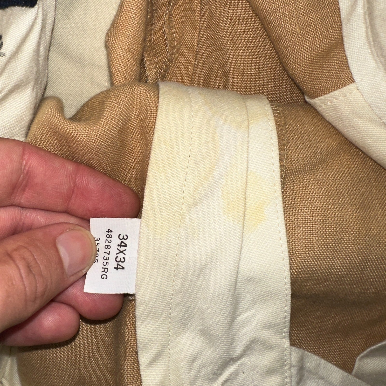 Polo Ralph Lauren 34x34 Brown Linen Pleated High Waist Mens Pants VTG 90s Beige