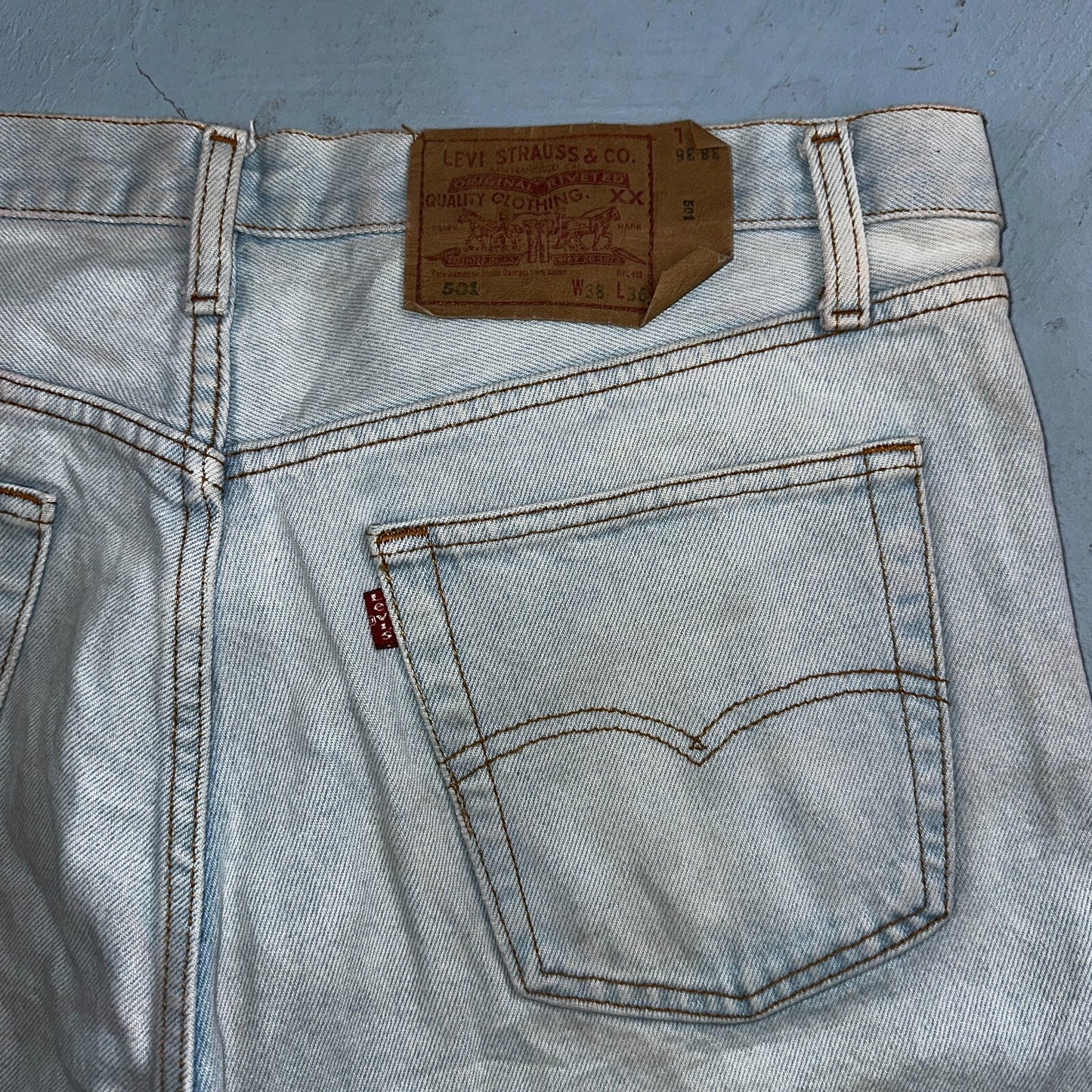 Levis 501 Vintage 90s Europe XX Straight Leg Jeans Light Wash 38x36 Act 35x27