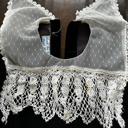 Vintage Sarah Kent Girls Victorian Style Dress Rare Black Pearls White Velour