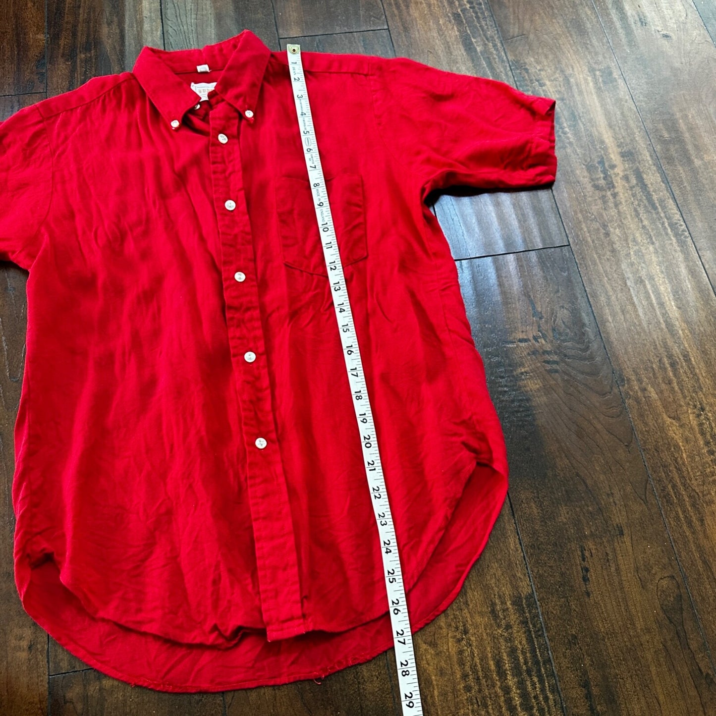VINTAGE 1970’s Brent Red Flannel Short Shirt Button Down Medium Rockabilly
