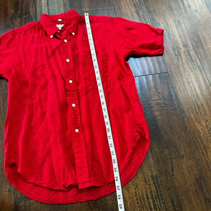 VINTAGE 1970’s Brent Red Flannel Short Shirt Button Down Medium Rockabilly