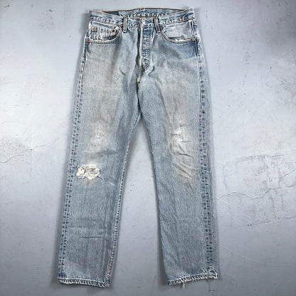 Levis 501 Vintage 90s USA XX Straight Leg Jeans Blue Med Wash 34x36 Act 31x31