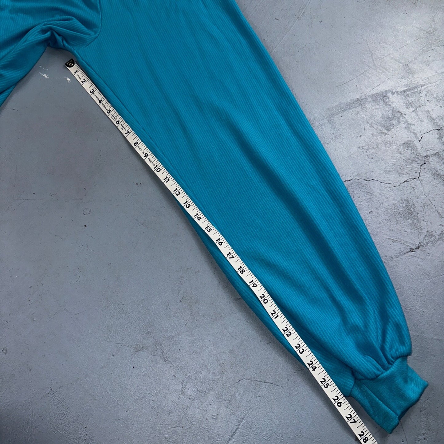 Vintage USA Pants Womens Size M Blue Polyester High Rise Elastic Jogger 1980s 80