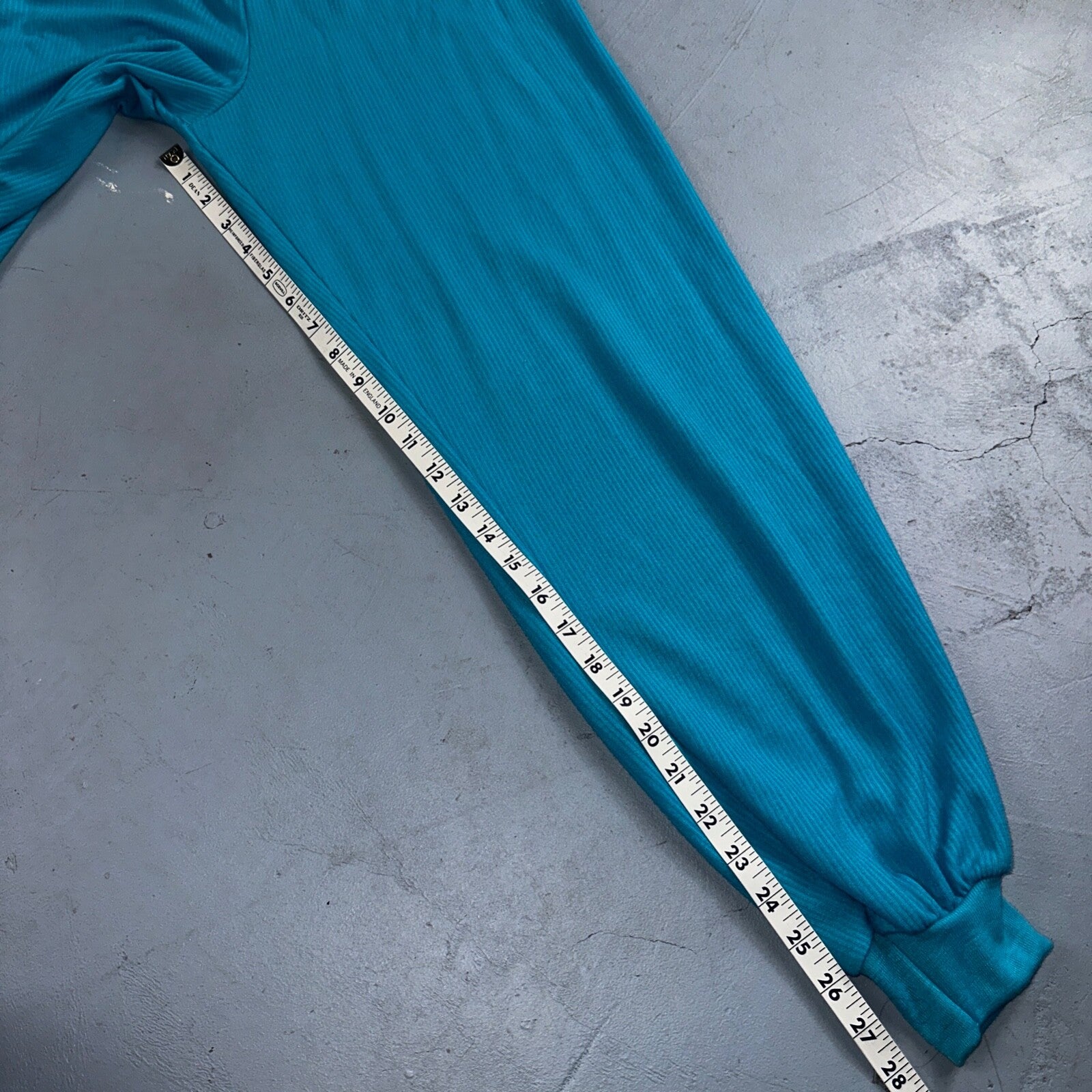 Vintage USA Pants Womens Size M Blue Polyester High Rise Elastic Jogger 1980s 80