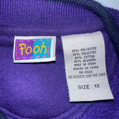 Pooh VTG Acrewood Purple Crew Neck Sweatshirt XL Embroidered 90s Cute Bear