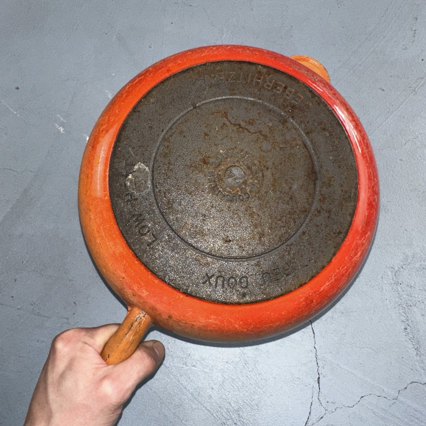 Le Creuset Cast Iron Enamel Cousances No. 24 Skillet Missing Handle Pan