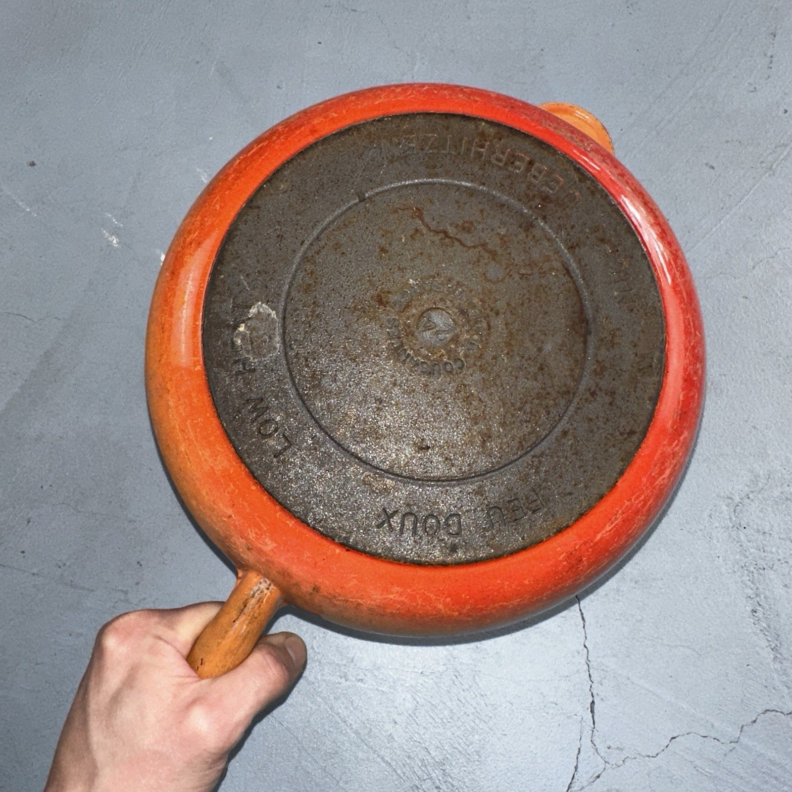 Le Creuset Cast Iron Enamel Cousances No. 24 Skillet Missing Handle Pan