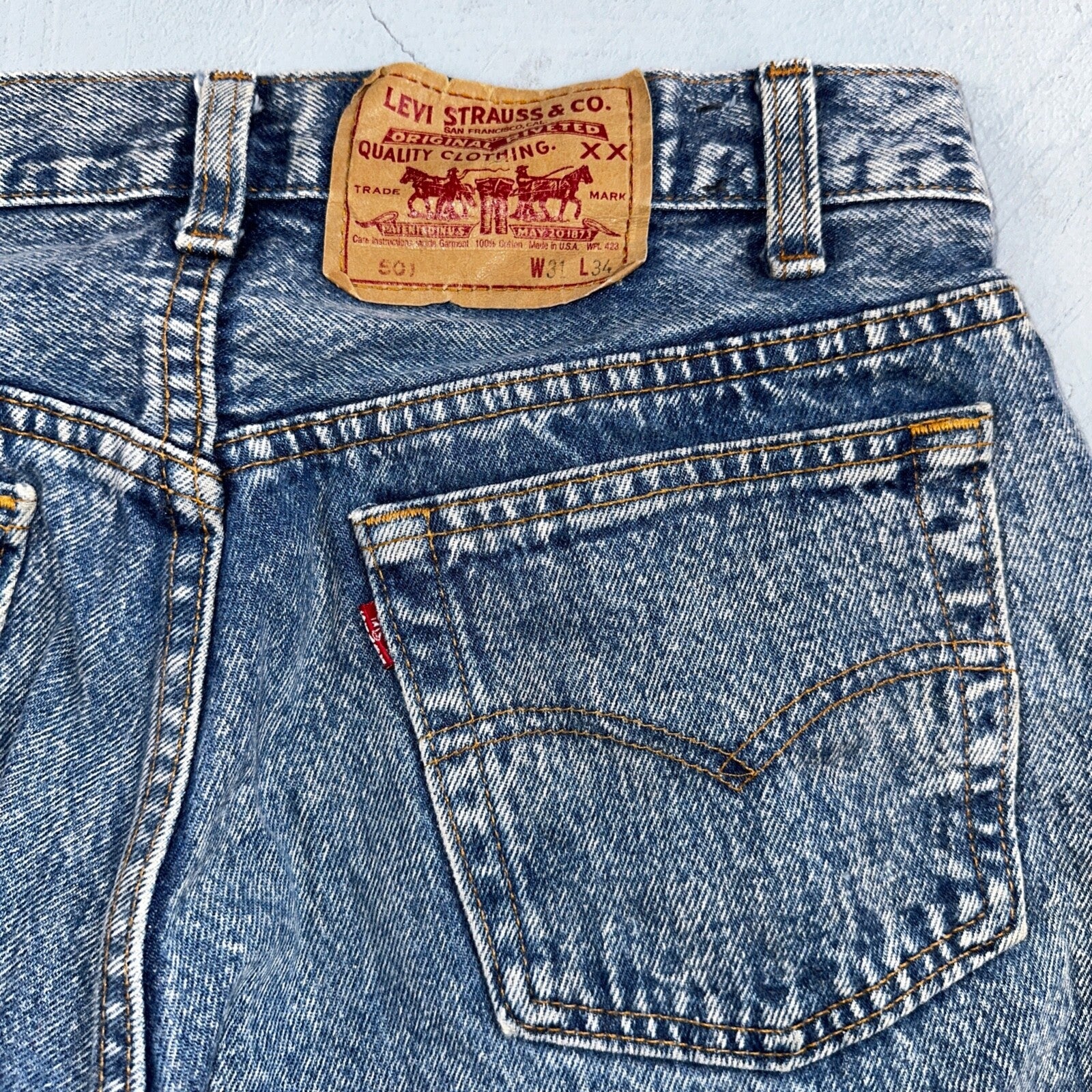 Levis 501 Vintage 90s USA XX Straight Leg Jeans Blue Med Wash 31x34 Act 29x32