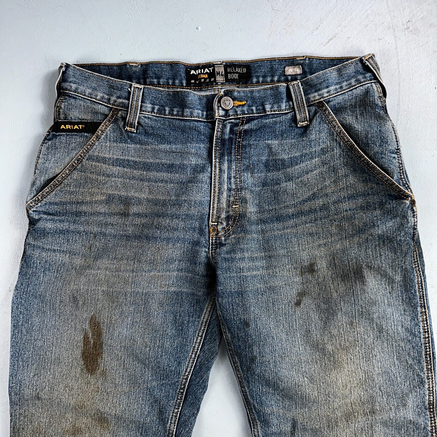 Ariat Rebar Jeans Men's 35x34 Blue M4 Workhorse Edge Boot Cut Western