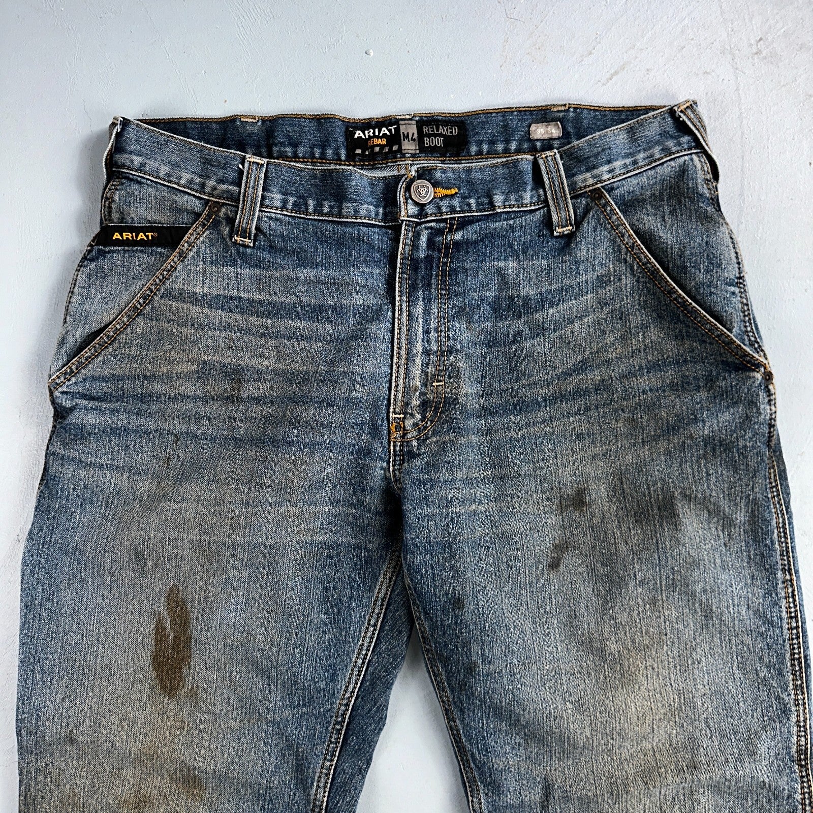 Ariat Rebar Jeans Men's 35x34 Blue M4 Workhorse Edge Boot Cut Western