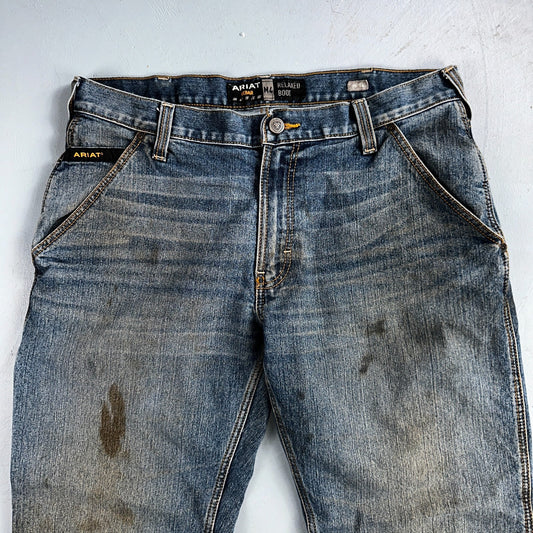 Ariat Rebar Jeans Men's 35x34 Blue M4 Workhorse Edge Boot Cut Western
