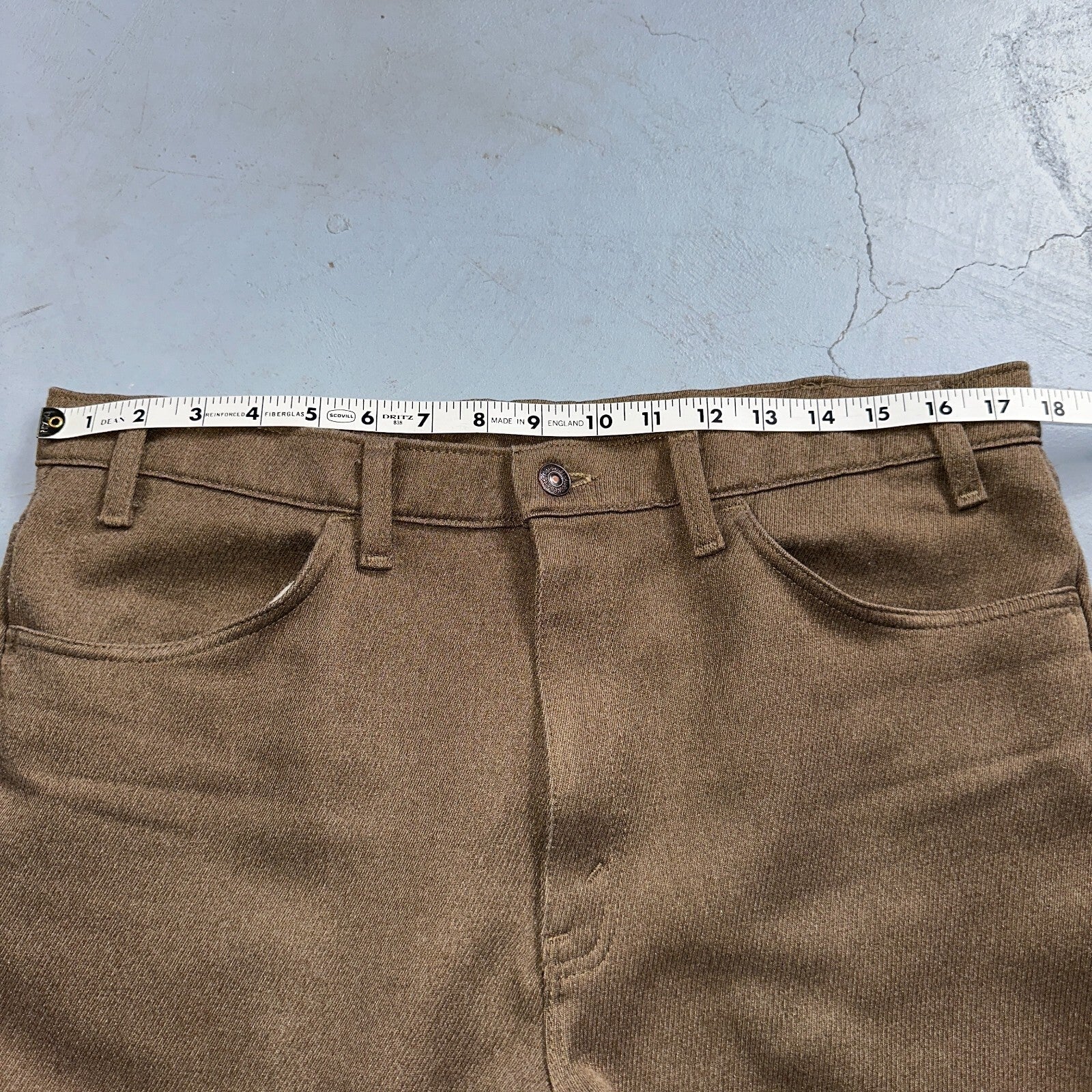 Levis 70s USA 517 36x30 Bootcut Pants Brown Polyester Slacks Vintage 35x30