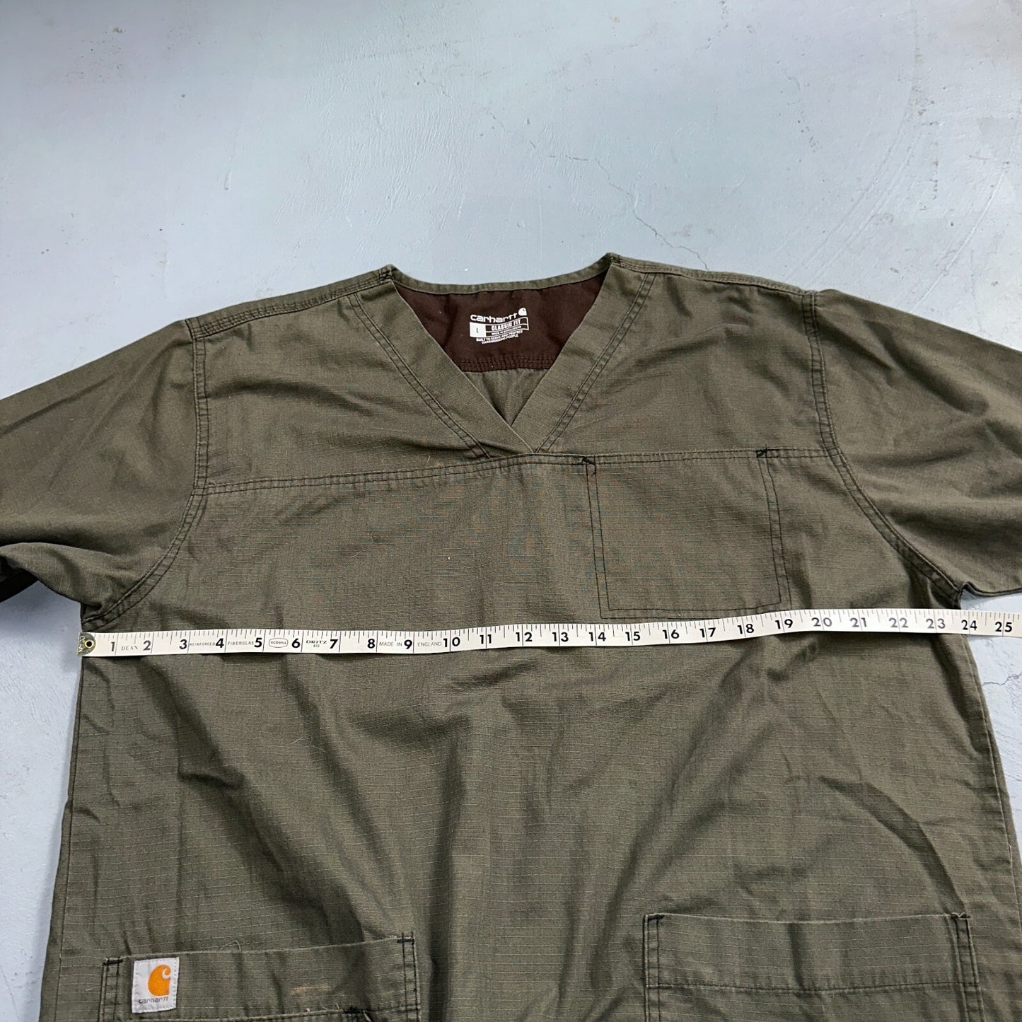 Carhartt C15208 Men's Scrub Top Shirt Multi Pocket Size L Olive Green