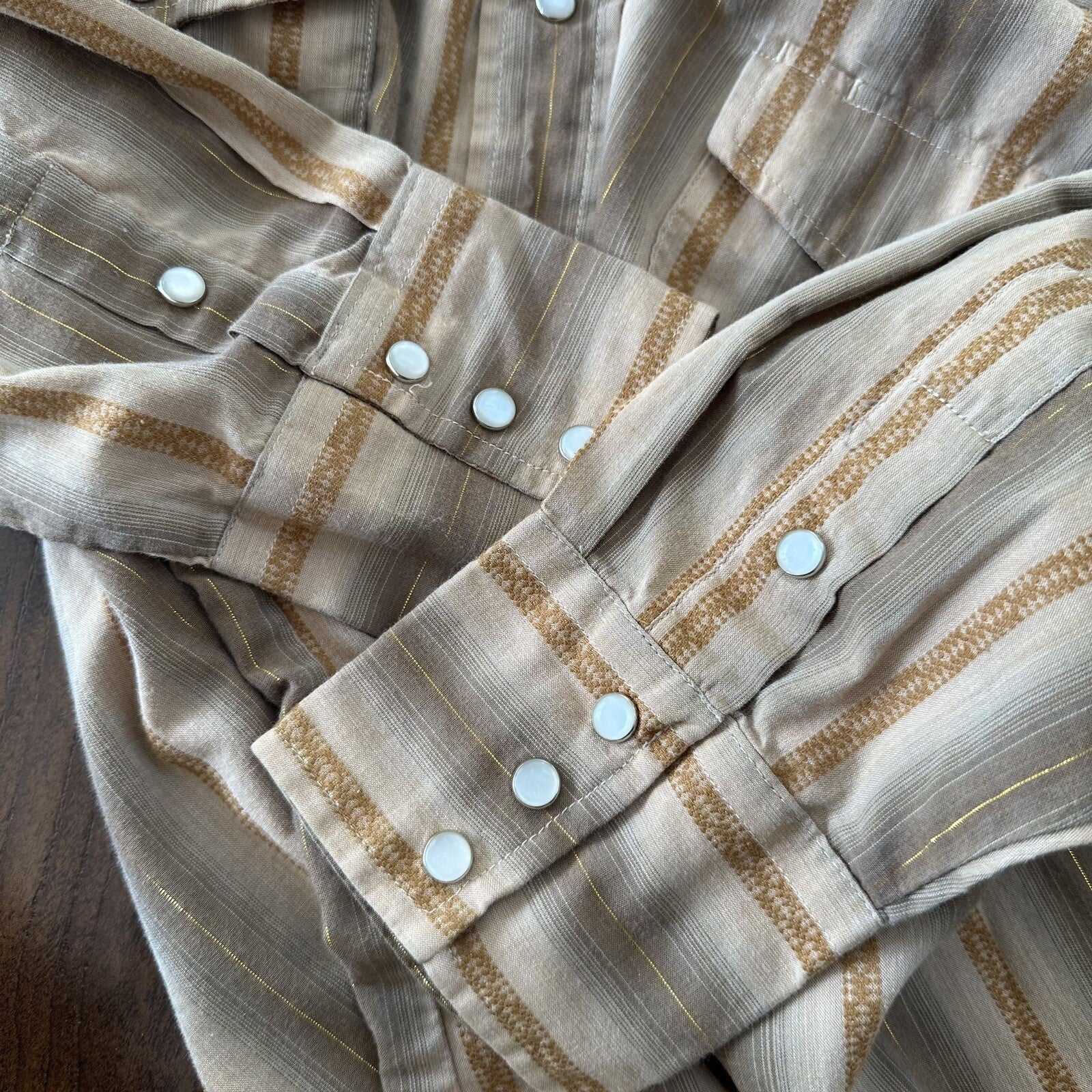 Mens ROPER Gold Collection Pearl Snap Button Front Pockets Western Shirt M Gold