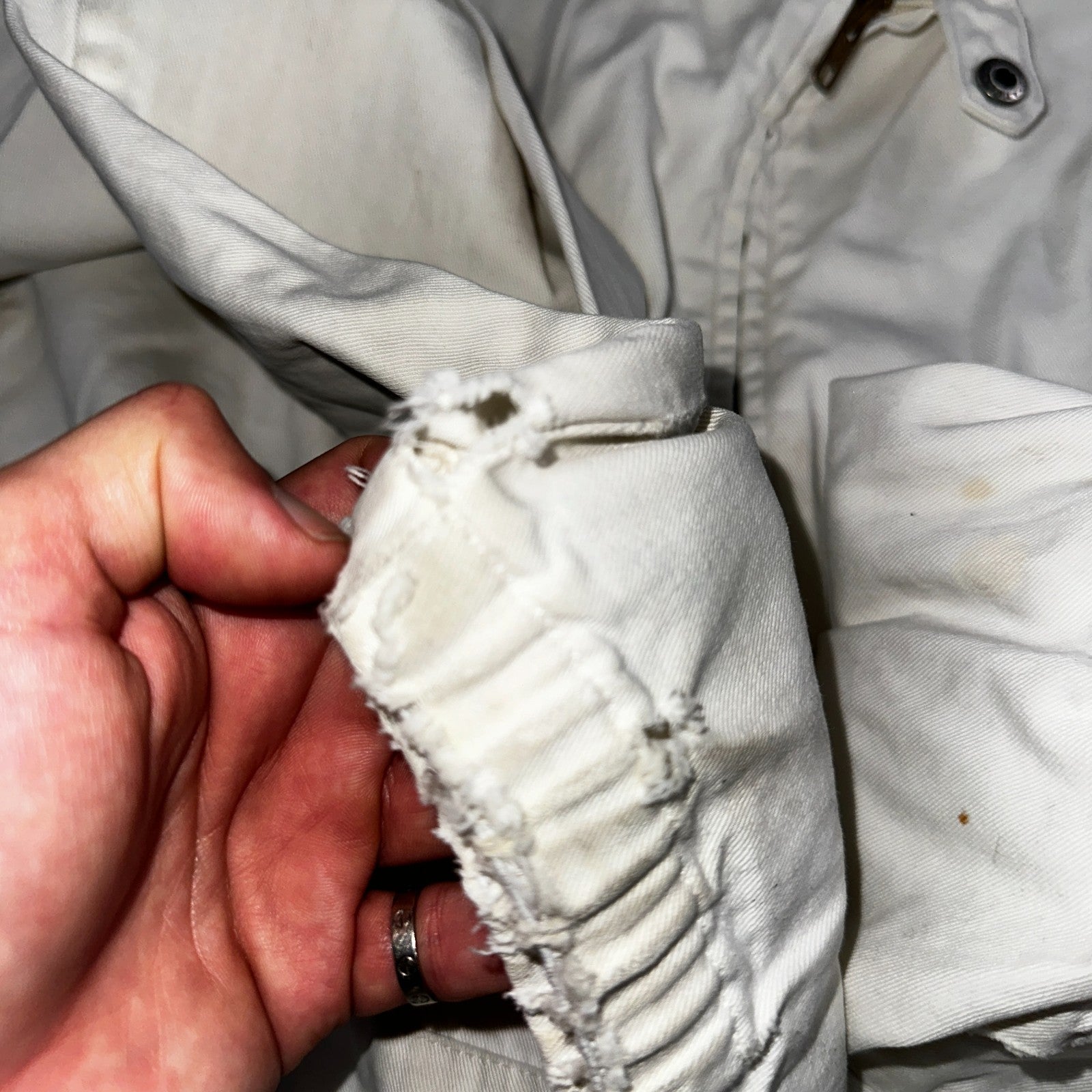 Vintage Polo Ralph Lauren Harrington Jacket White Cotton Size M USA Crop Fit