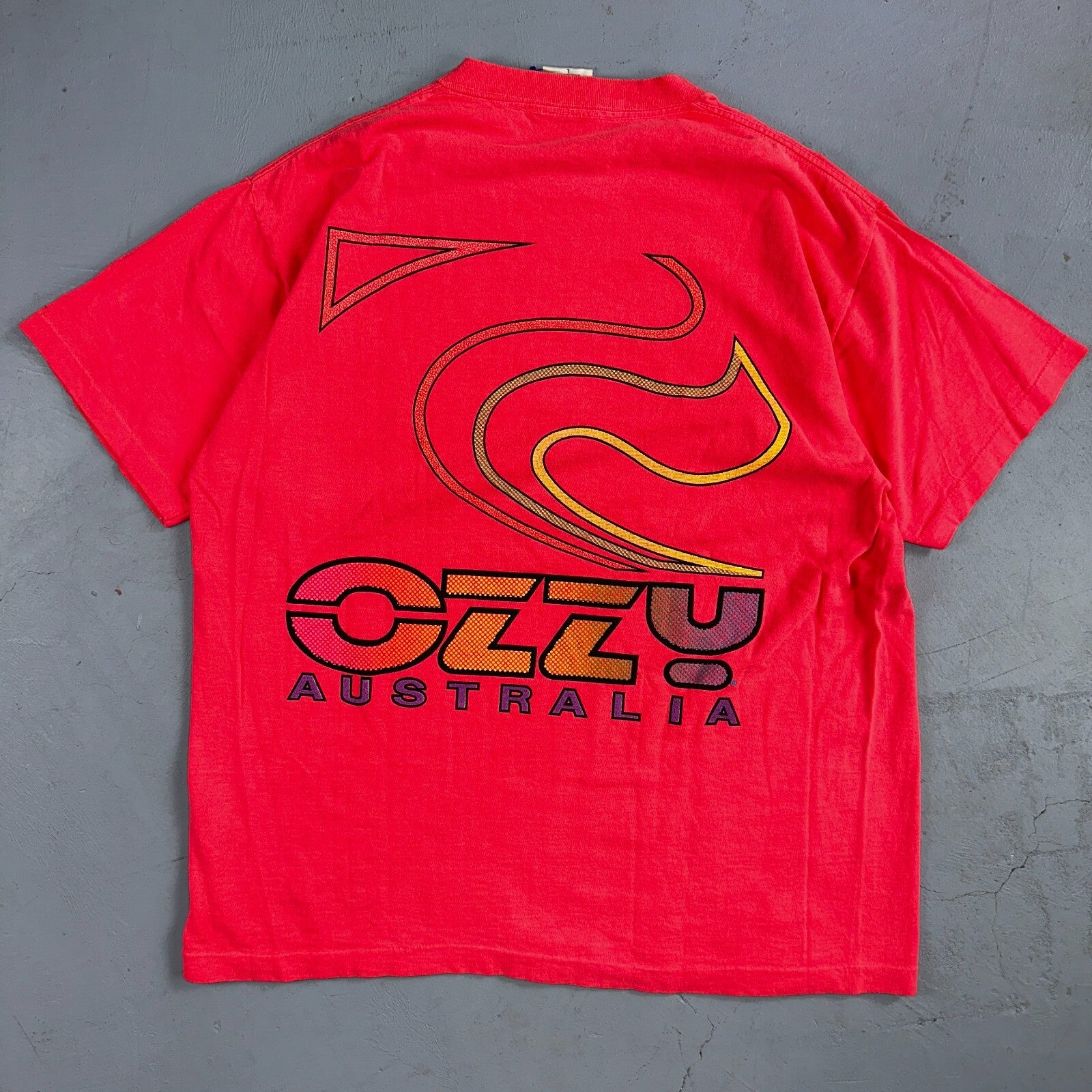 VTG 90s Ozzy Australia Single Stitch T-Shirt Men's Large Neon Pink Surf USA Rare