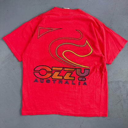VTG 90s Ozzy Australia Single Stitch T-Shirt Men's Large Neon Pink Surf USA Rare