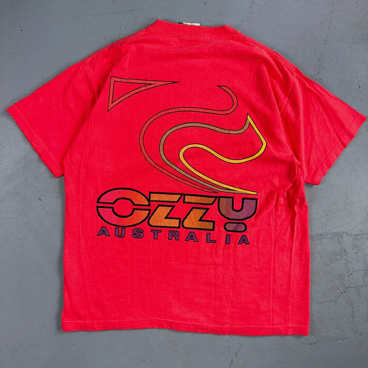 VTG 90s Ozzy Australia Single Stitch T-Shirt Men's Large Neon Pink Surf USA Rare