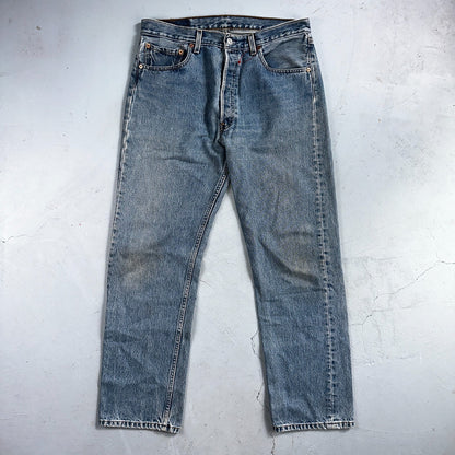 Levis 501 Vintage Y2K 90s XX Straight Leg Jeans Blue Light Wash 33x30 Act 32x29