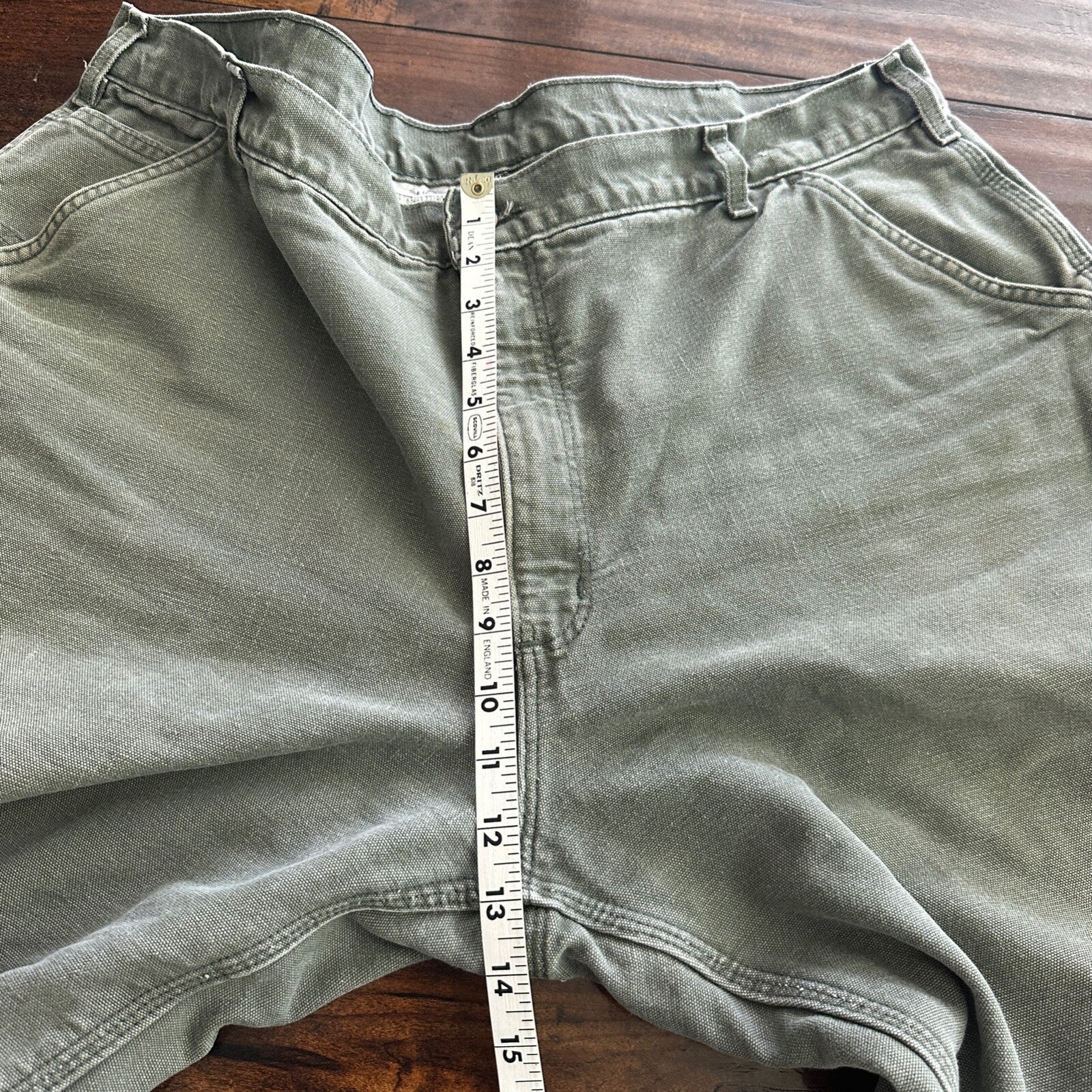 Carhartt Pants Men's 42X30 Flannel Lined Washed Duck VTG Fit B111-MOS Green