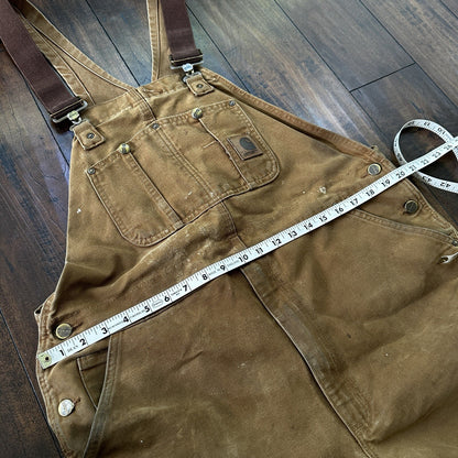 Carhartt DKB Double Knee Duck Unlined Bib Work Tan Brown Overalls 40x27 VTG