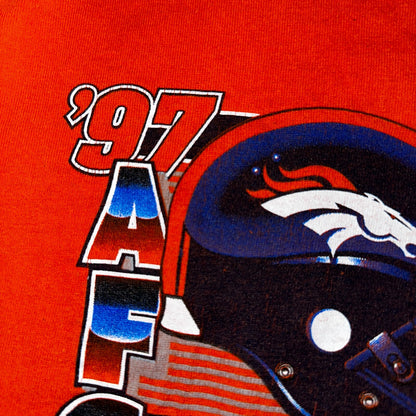 Denver Broncos 1997 Vintage Logo 7 AFC Champion T Shirt Orange Football 2XL