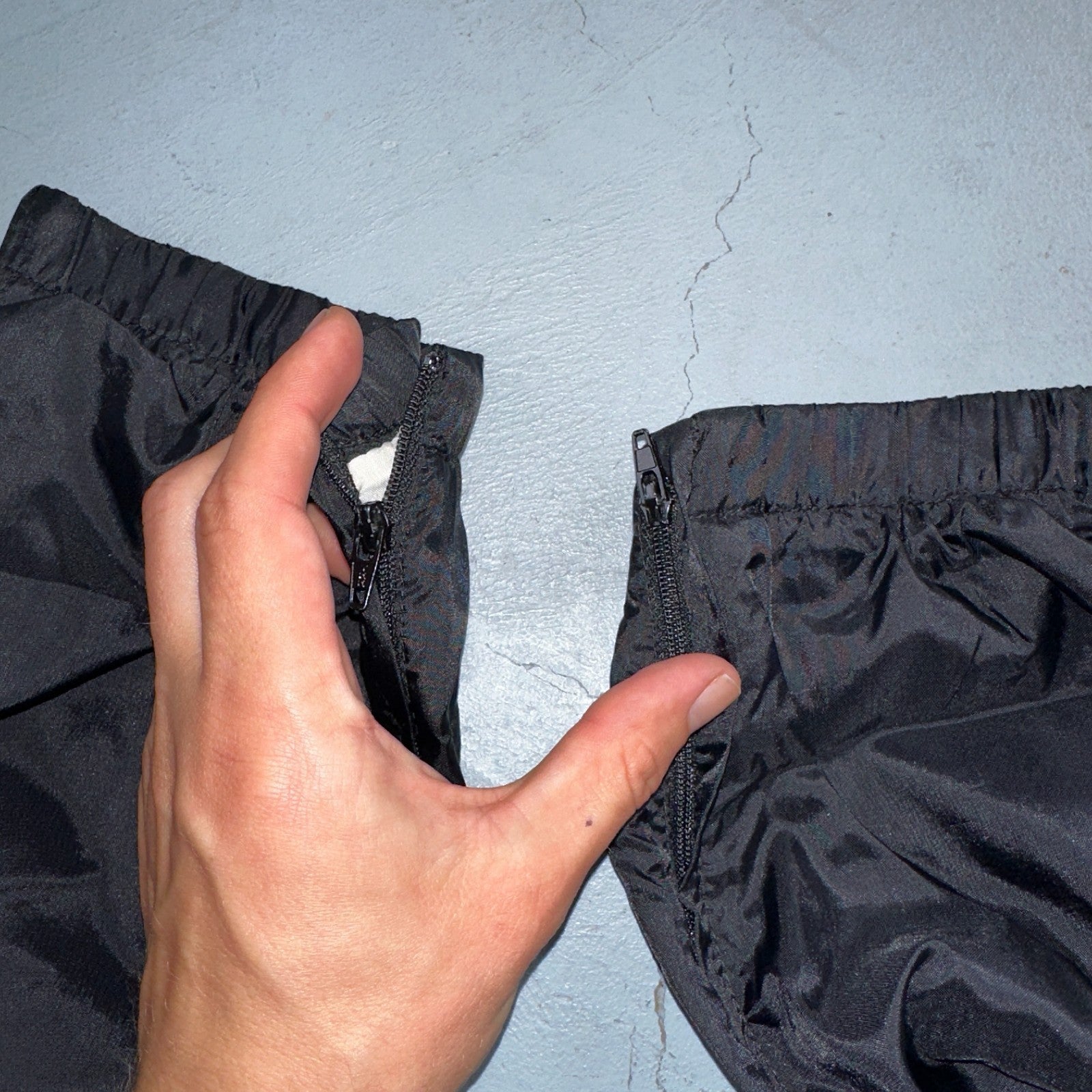 Nike VTG 90s Windbreaker Track Pants Ankle Zip Lined Black 1990s Essential