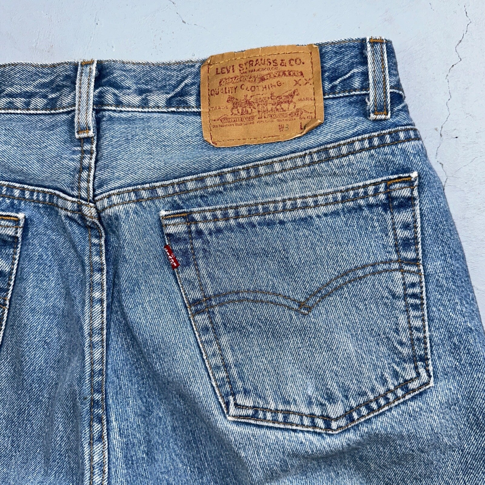 Levis 501 Vintage 90s USA XX Straight Leg Jeans Blue Light Wash 34x36 Act 32x35