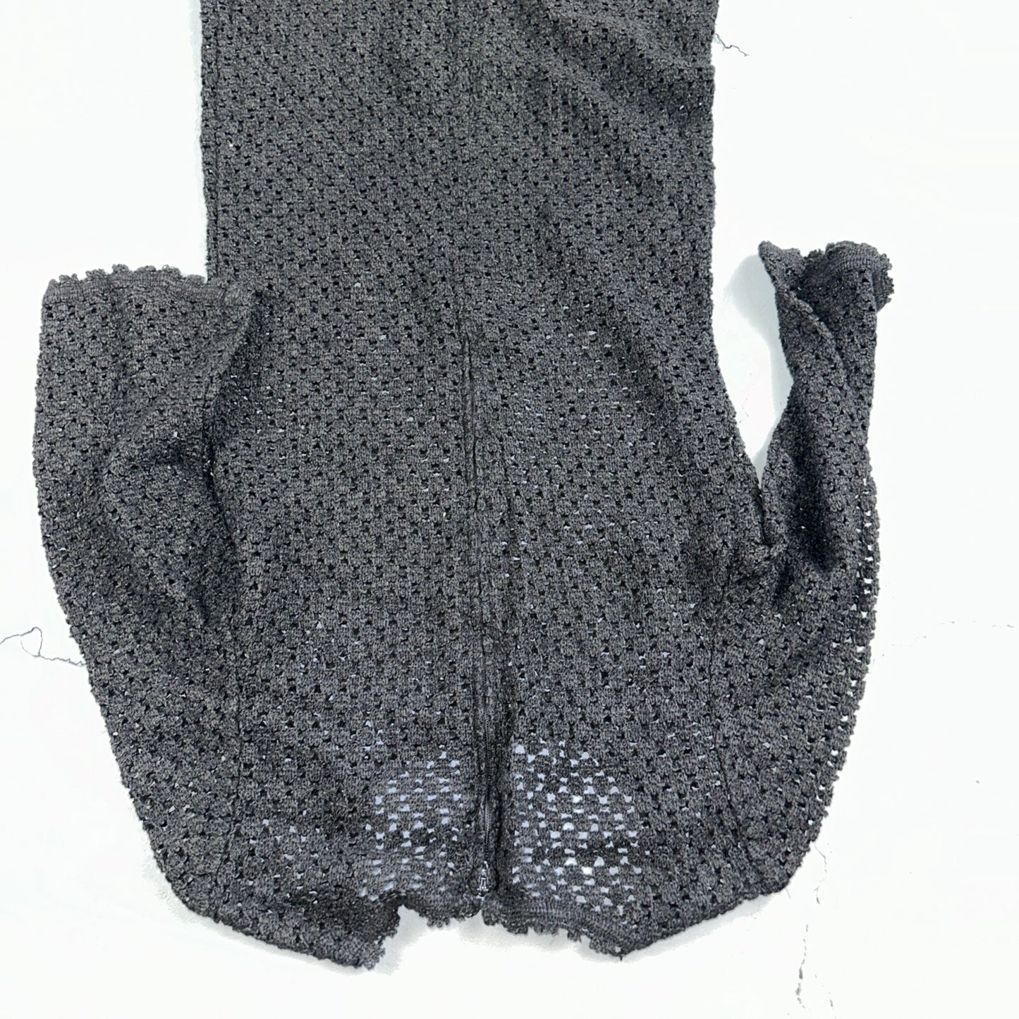 Vtg 60s 70s Lace Dress Fit Rockabilly Simple Black Midi Long Sleeve Talon