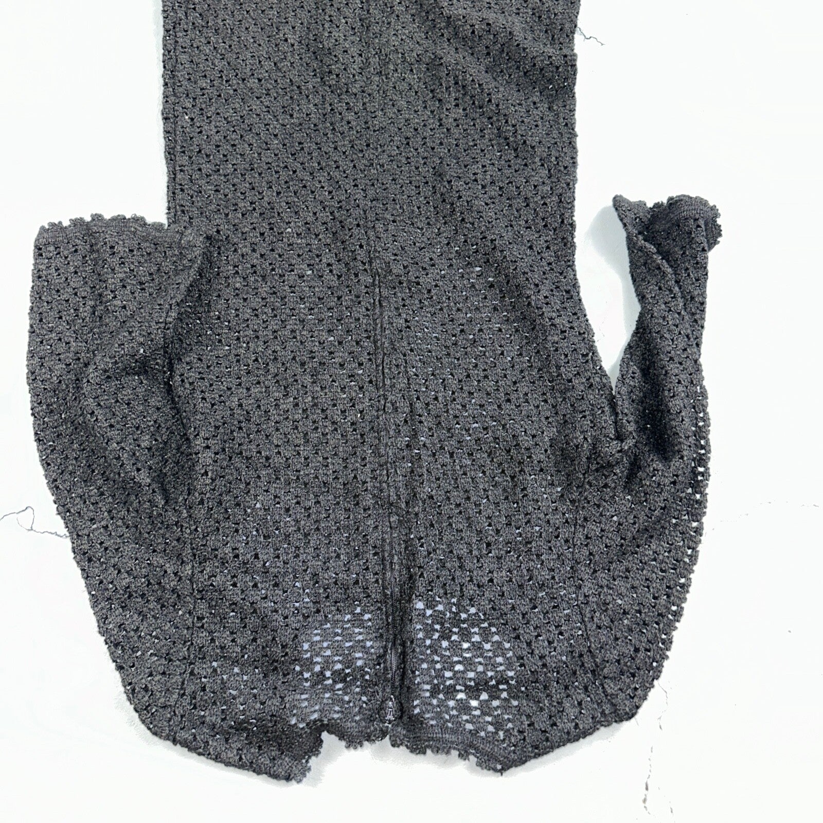 Vtg 60s 70s Lace Dress Fit Rockabilly Simple Black Midi Long Sleeve Talon