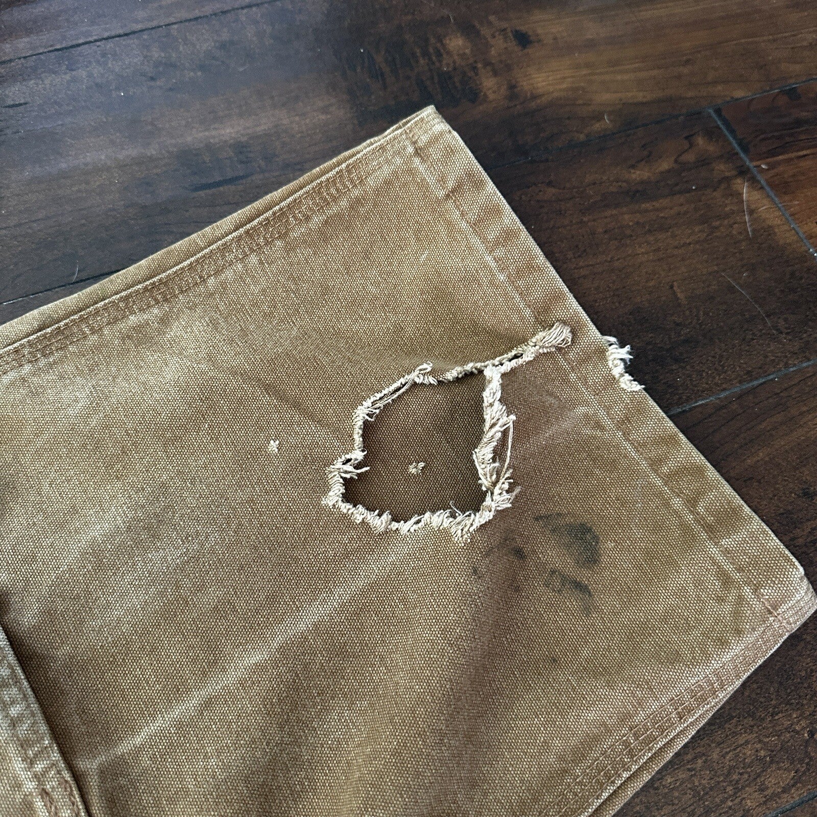 Carhartt DKB Double Knee Duck Unlined Bib Work Tan Brown Overalls 40x27 VTG