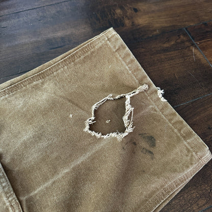 Carhartt DKB Double Knee Duck Unlined Bib Work Tan Brown Overalls 40x27 VTG