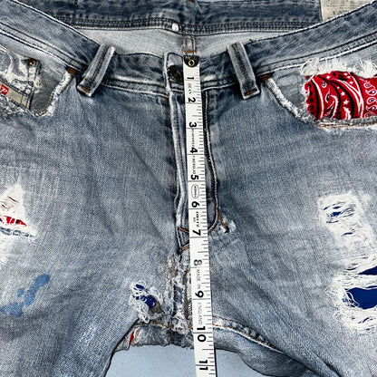 Diesel Larkee Bootcut Stretch Jeans Mens 36x30 Blue Straight 008M2 Whisker Italy