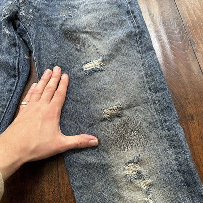 Levis LVC Big E Vintage Redline Selvedge Denim 505 Jeans USA Thrashed 28x34 501