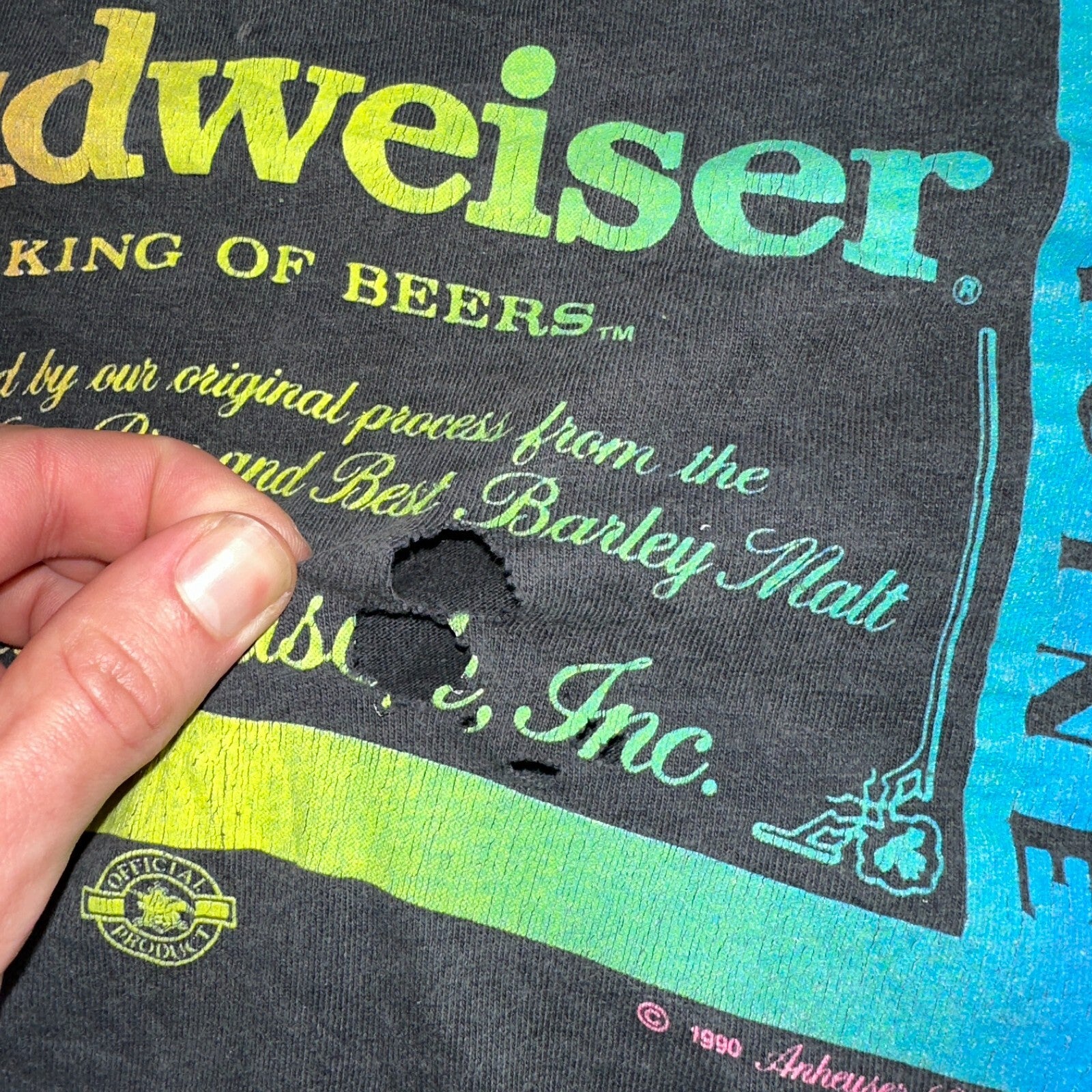 Budweiser 90s Wild Oats VTG T Shirt Single Stitch Rainbow Color Graphic Art XL