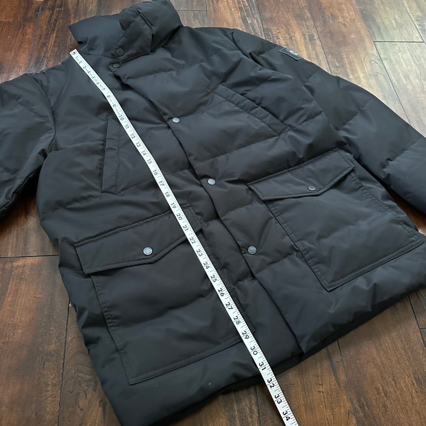 Calvin Klein Mens Down Puffer Jacket Black Large Ski Winter Warm Black Sleek