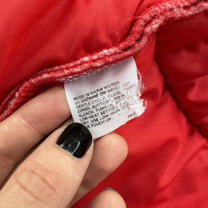 Vintage 60s Red Down Insulated Quilted Puffer Jacket M 1960s 70s Rockabilly