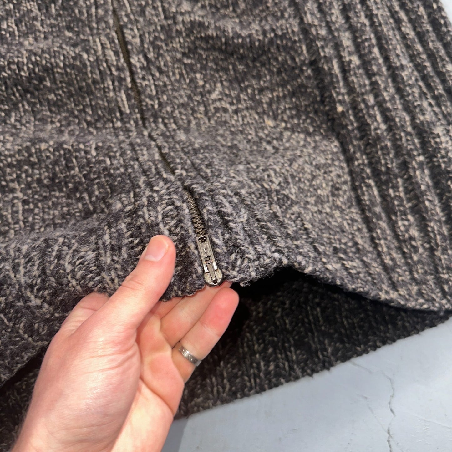 Christian Scott Gents Shetland Sweater Zip Up Made in Scotland VTG Large Gray