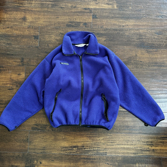Vintage Columbia Color Block Fleece Purple USA Made Jacket Women's Size M 90s