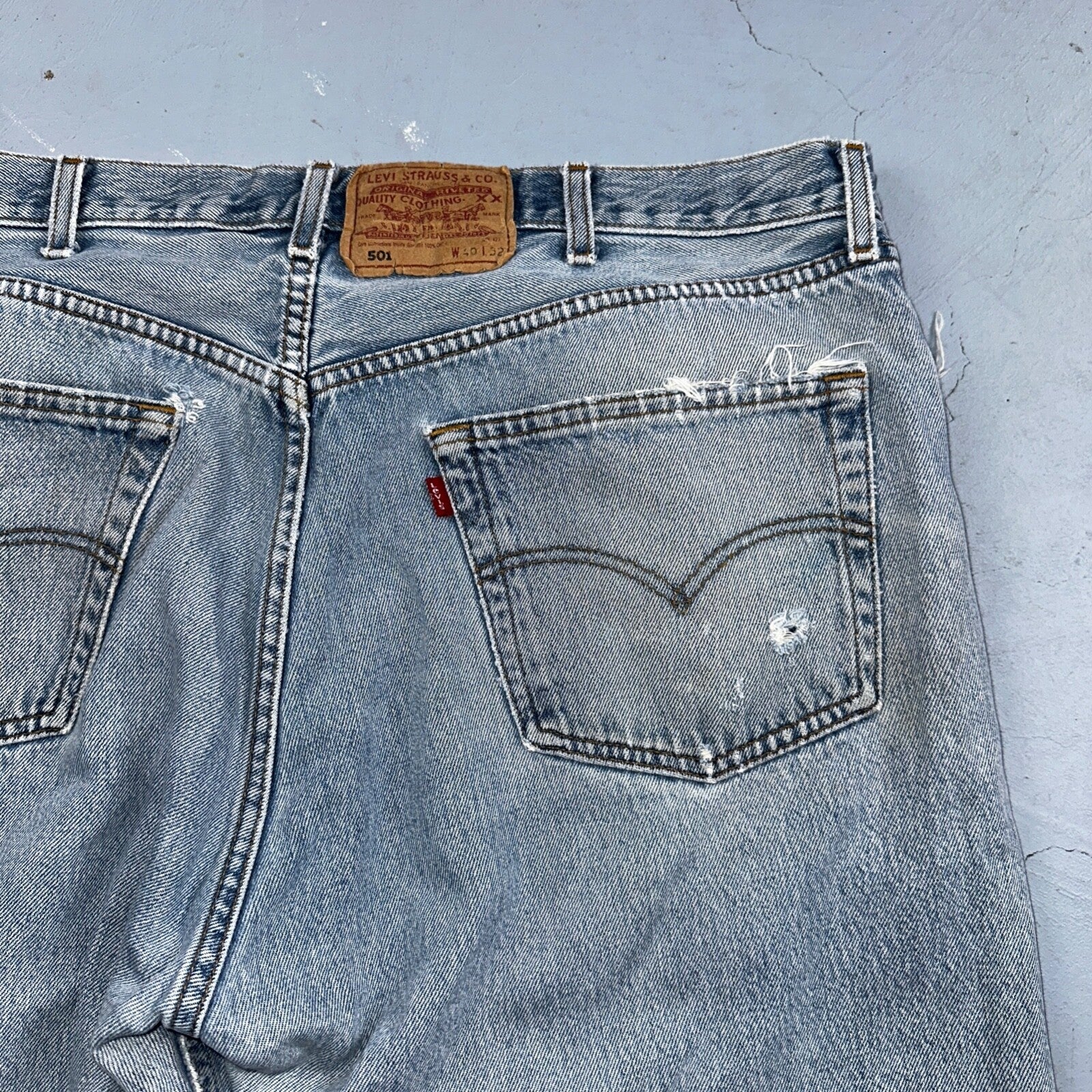 Levis 501 Vintage 90s Mexico Straight Leg Jeans 40x32 Y2K Light Wash Act 38x30