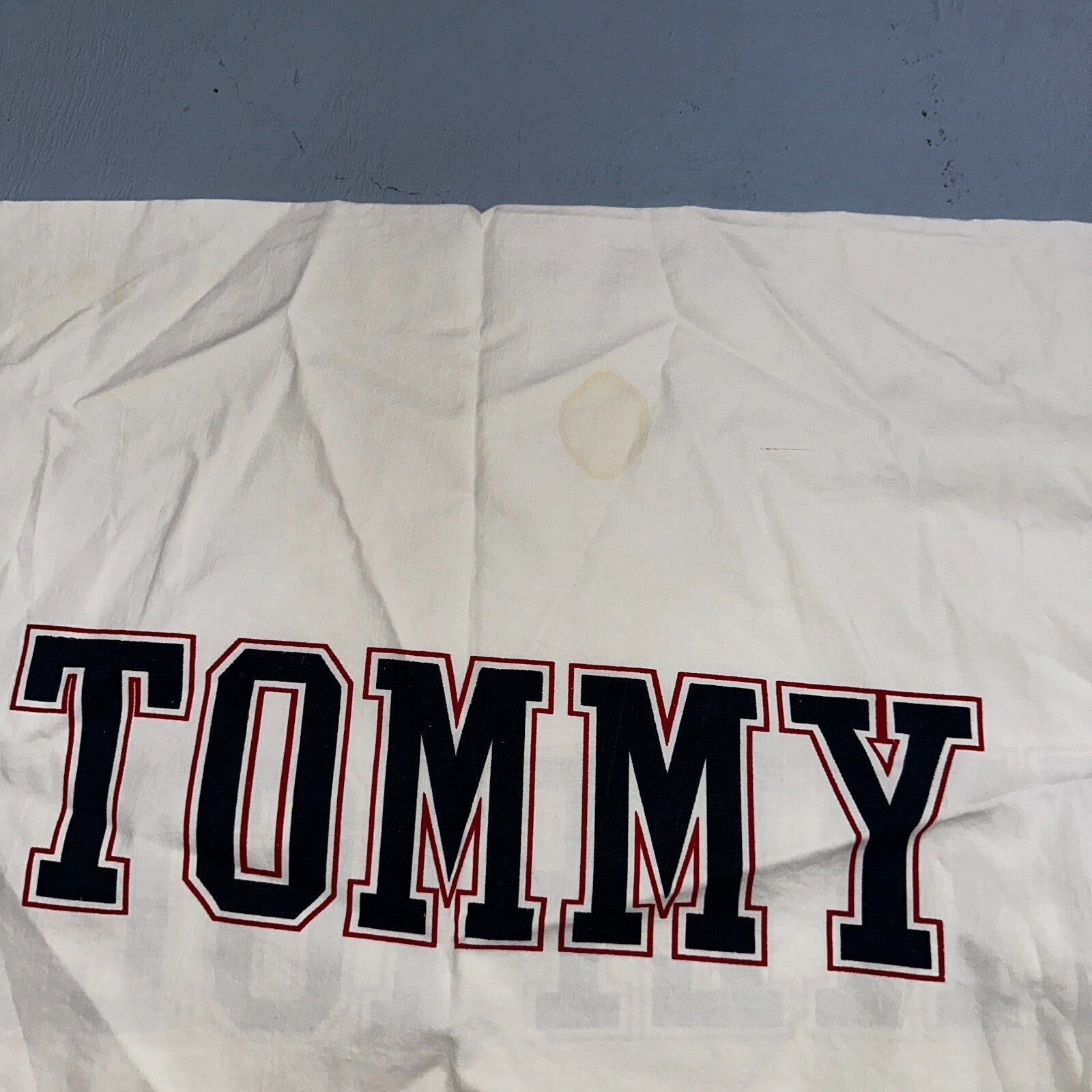 Tommy Hilfiger Vintage Standard Pillowcases White Name Spellout Cool 90s USA