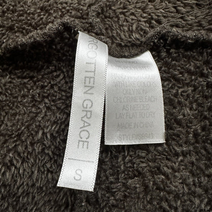 Forgotten Grace Furry Cardigan Womens Medium Green Open Front Athleisure Cozy