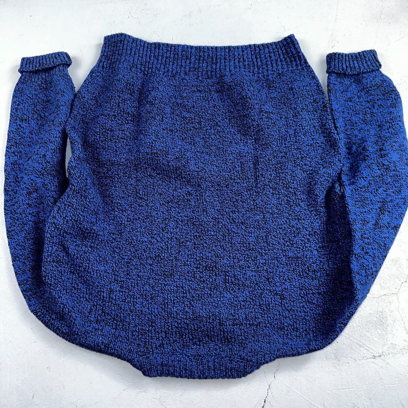 Environmental Clothing Co. VTG 90s Blue Wool Knit Holiday Cottage Sweater L USA