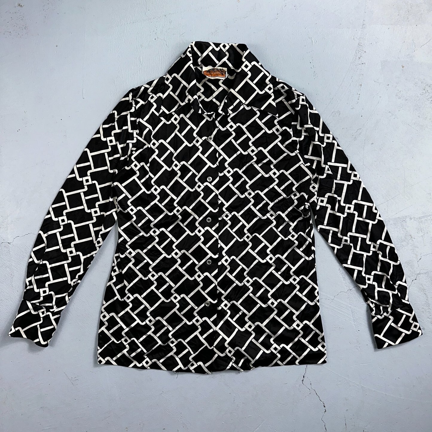 Koret of California Sz 16 Vintage Button Shirt Jacket Collar 70s Rockabilly 60s